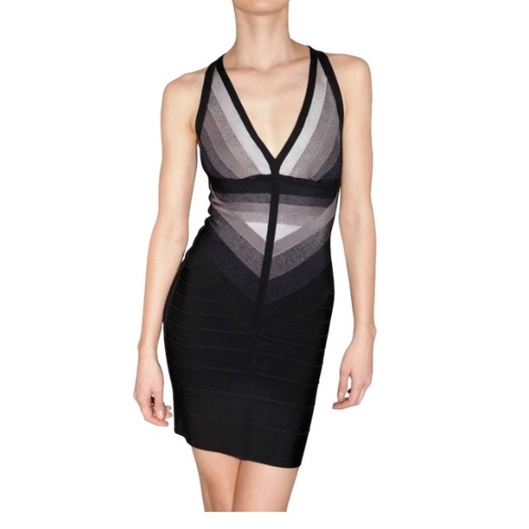 Herve Leger Dresses & Skirts - HERVE LEGER BLACK GRADIENT BANDAGE MINI DRESS